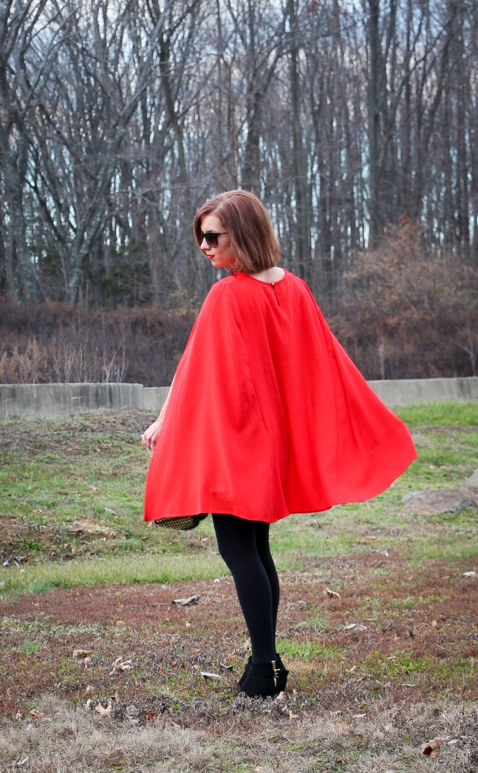 Shein Red Cape - back