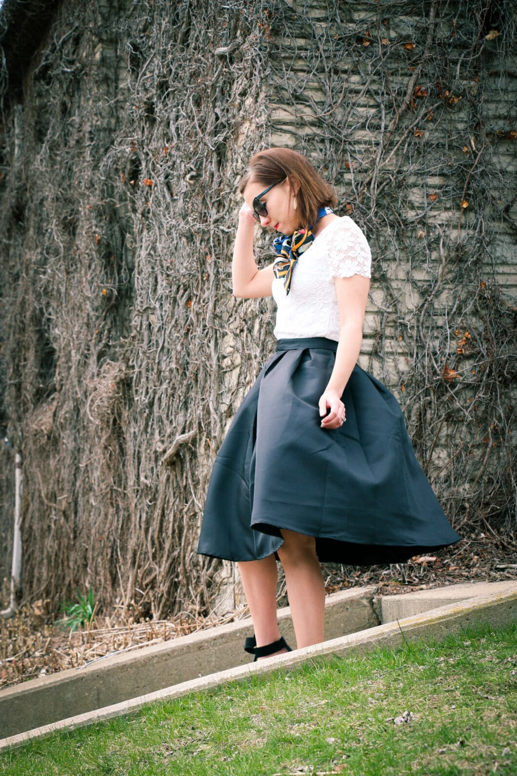 Romwe Black Midi Skirt