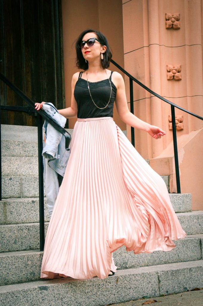 shein pleated maxi skirt