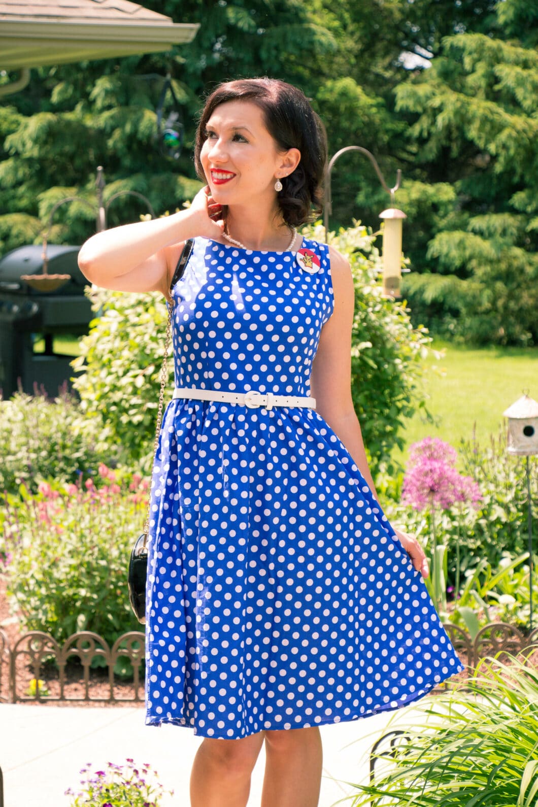 Shein blue polka dot dress