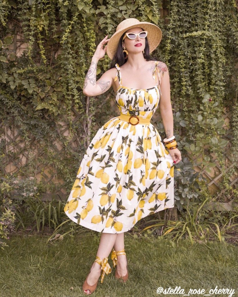 Kelly Dress White "Freshly Squeezed" Lemon Print