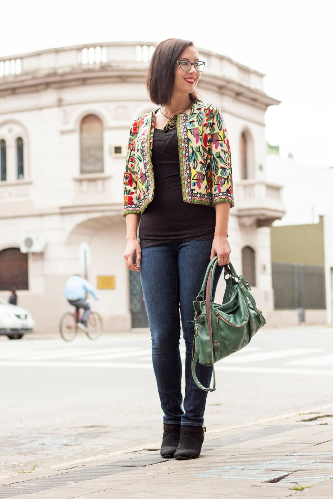 Shein floral cropped jacket