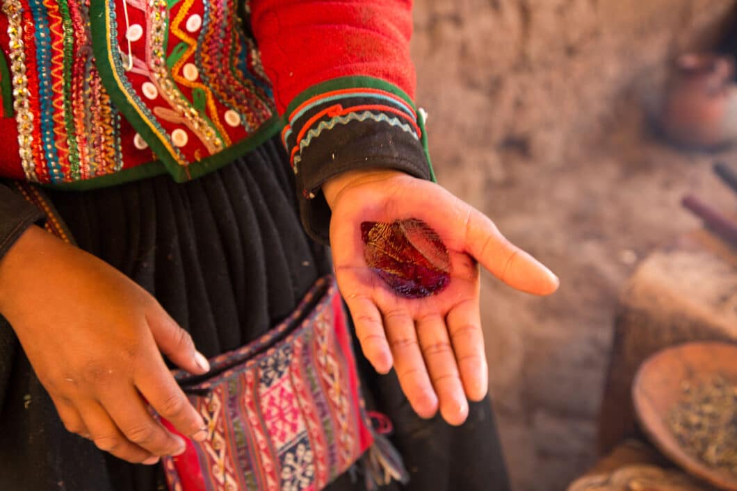 Demonstrating one of the dyes.