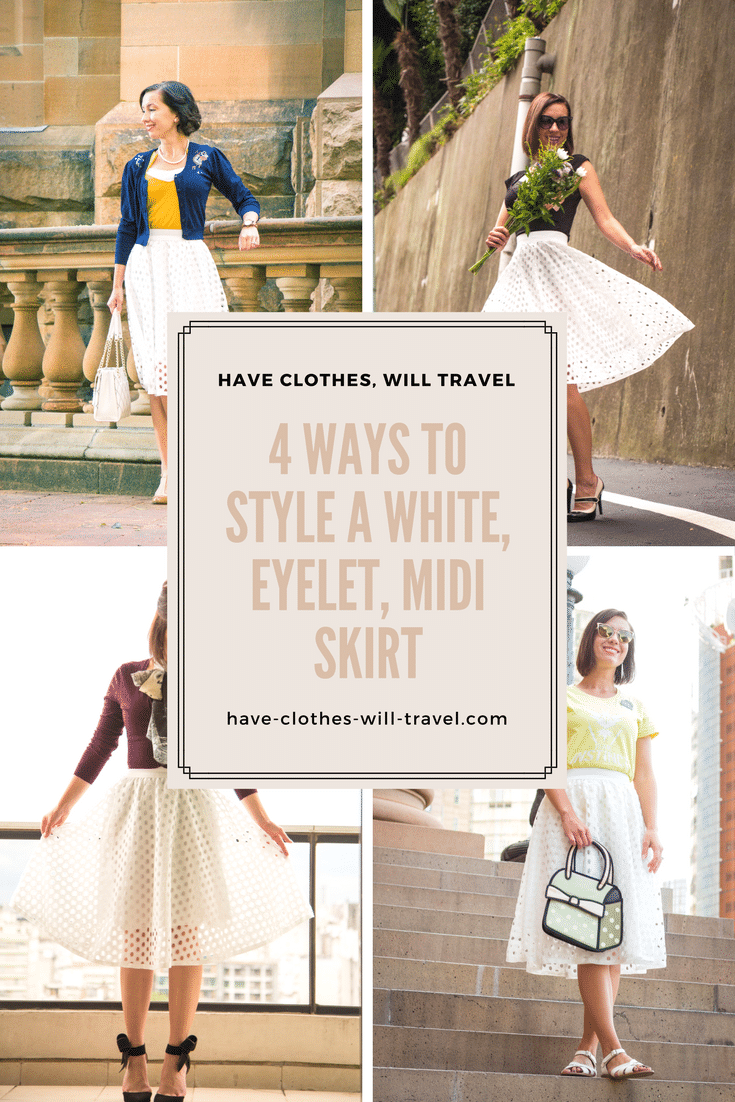 4 Ways to Style a White, Eyelet, Midi Skirt