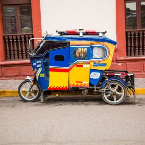 Rickshaws are quite common in smaller cities.