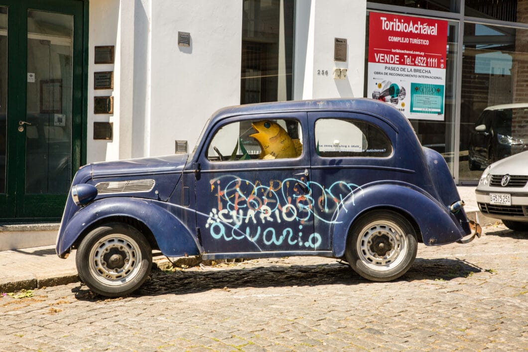 Fish driving a car in Colonia del Sacremento