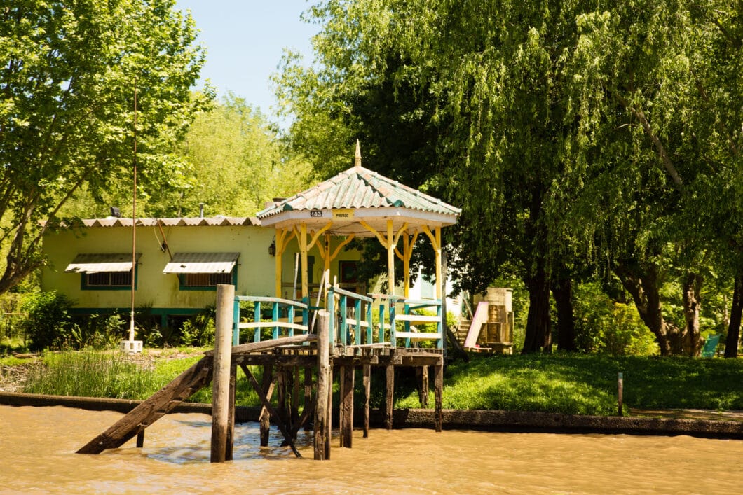 A summer home with dock on the Tigre Delta that can only be reached by boat.