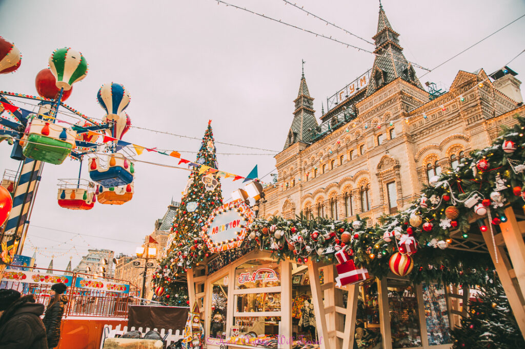 photos of the GUM Mall during Christmas in Moscow, Russia