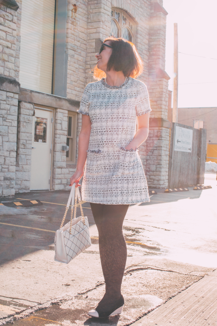 Styling a Tweed Dress for Spring