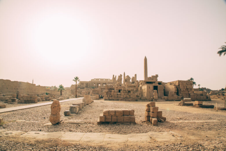 A wide-angle view of the Karnak Temple Complex in Luxor, Egypt.