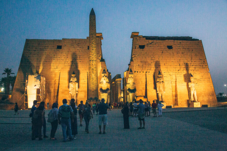 Evening view of the Luxor Temple, Egypt.