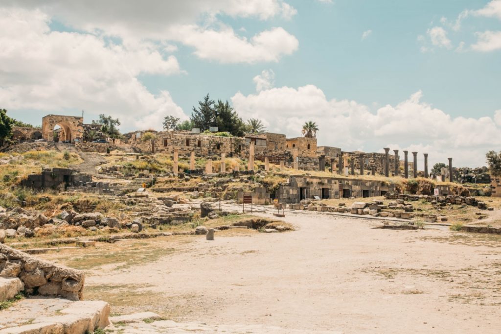 A distant view of Um Qais (or um Qeis) in Jordan.