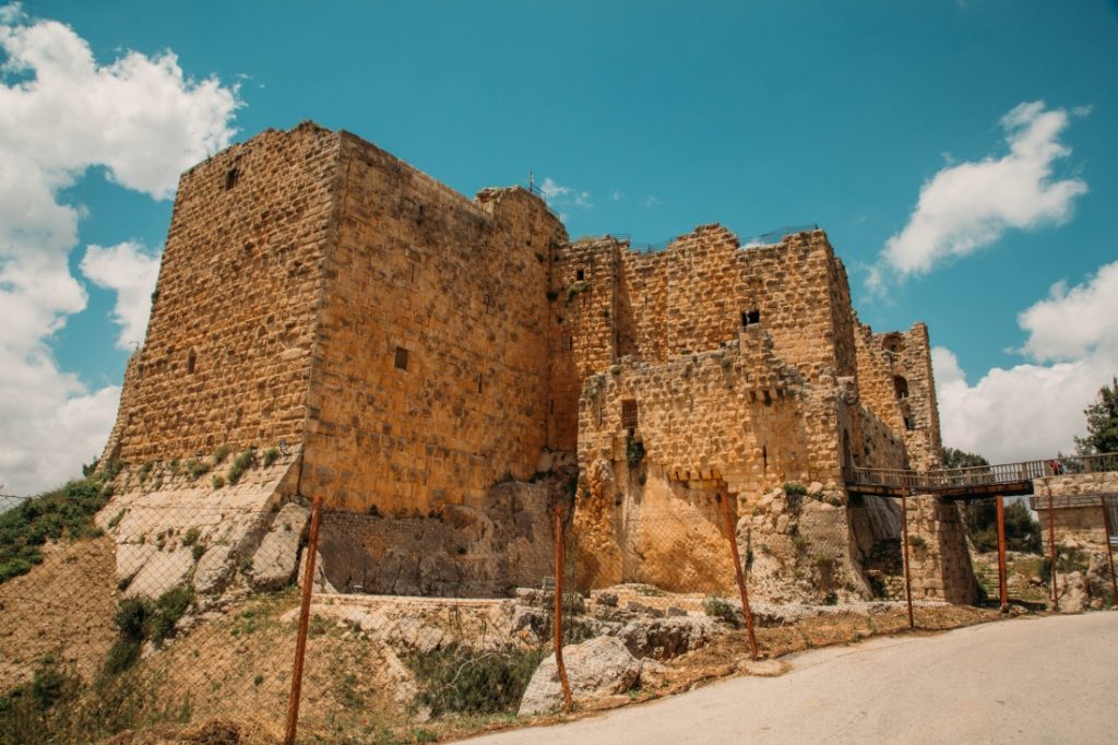 A wide angle view of the Ajloun Castle in Jordan.