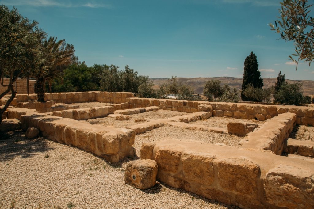 Remains of the original church atop Mt. Nebo.