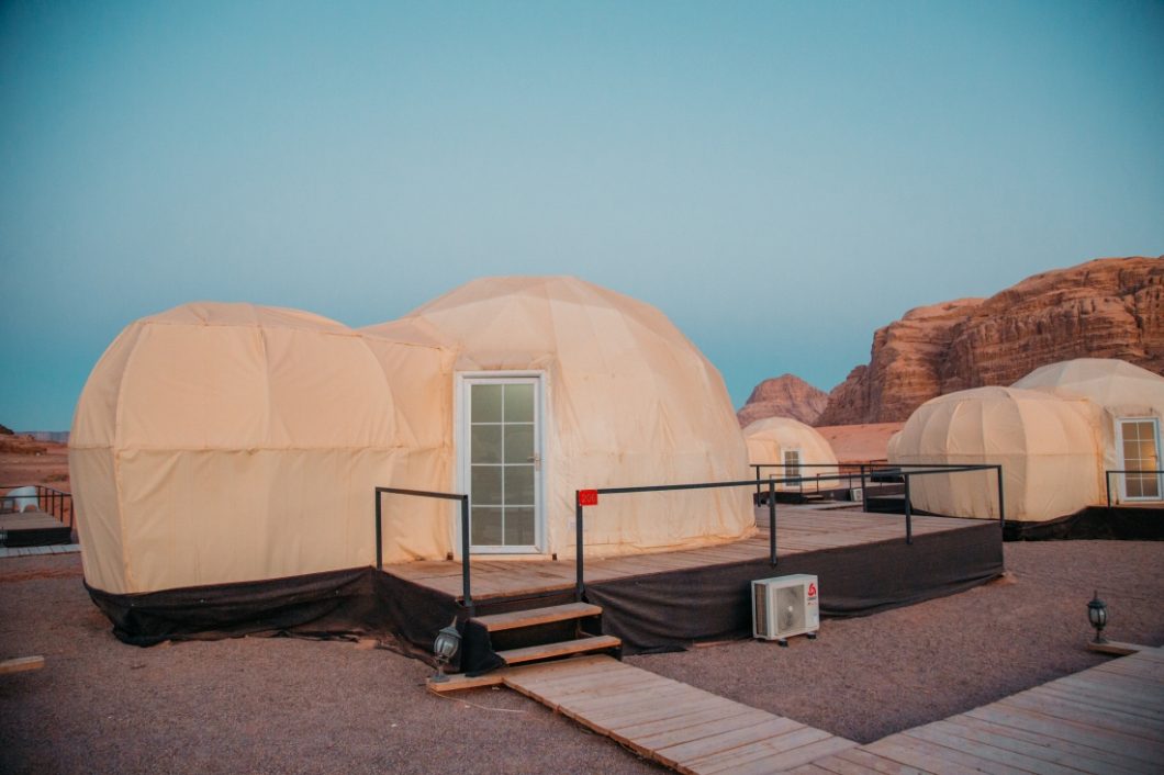 Martin Tent Camp with a door in the desert of Jordan