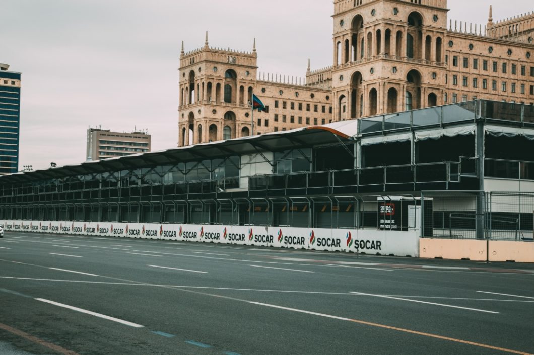 Formula 1 stands right by the JW Marriott. 