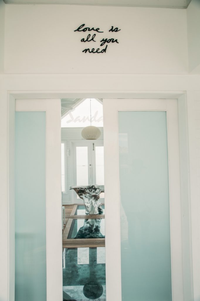 The inside of the over-the-water wedding chapel