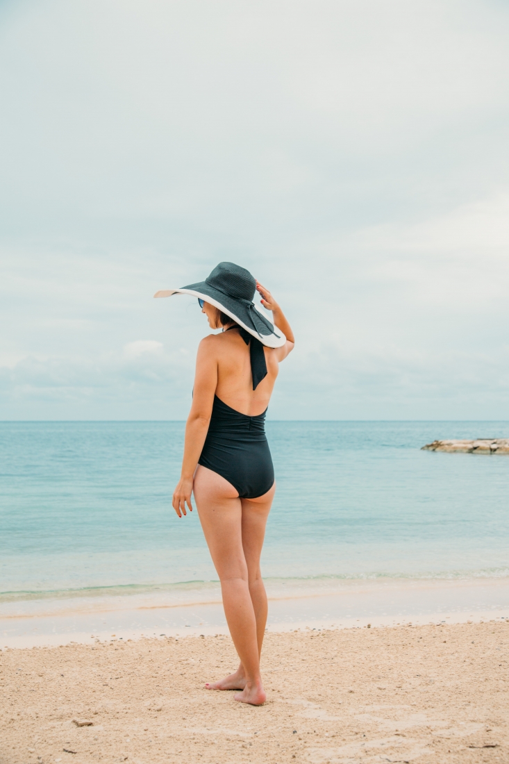 Unique Vintage Black Halter Shirred Derek One Piece Swimsuit Review