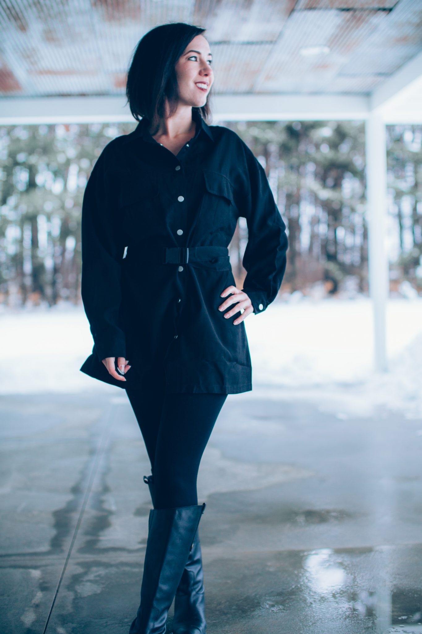 Black Mini Shirt dress