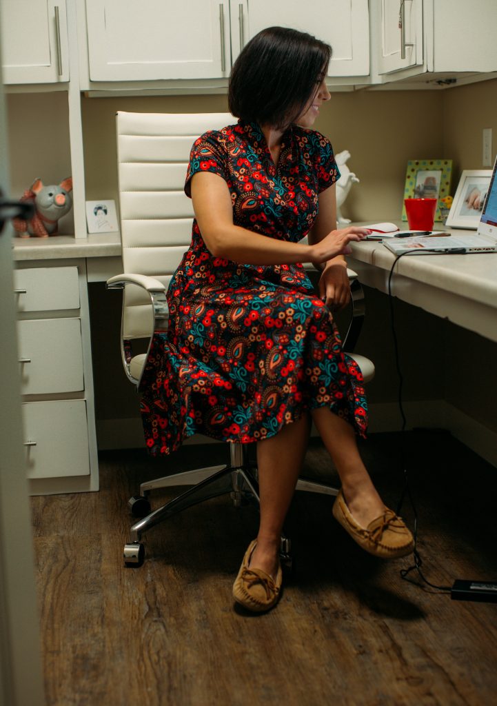 work from home dress and slippers!