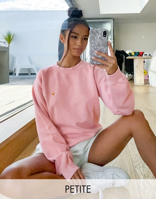 Topshop Petite pizza sweatshirt in pink