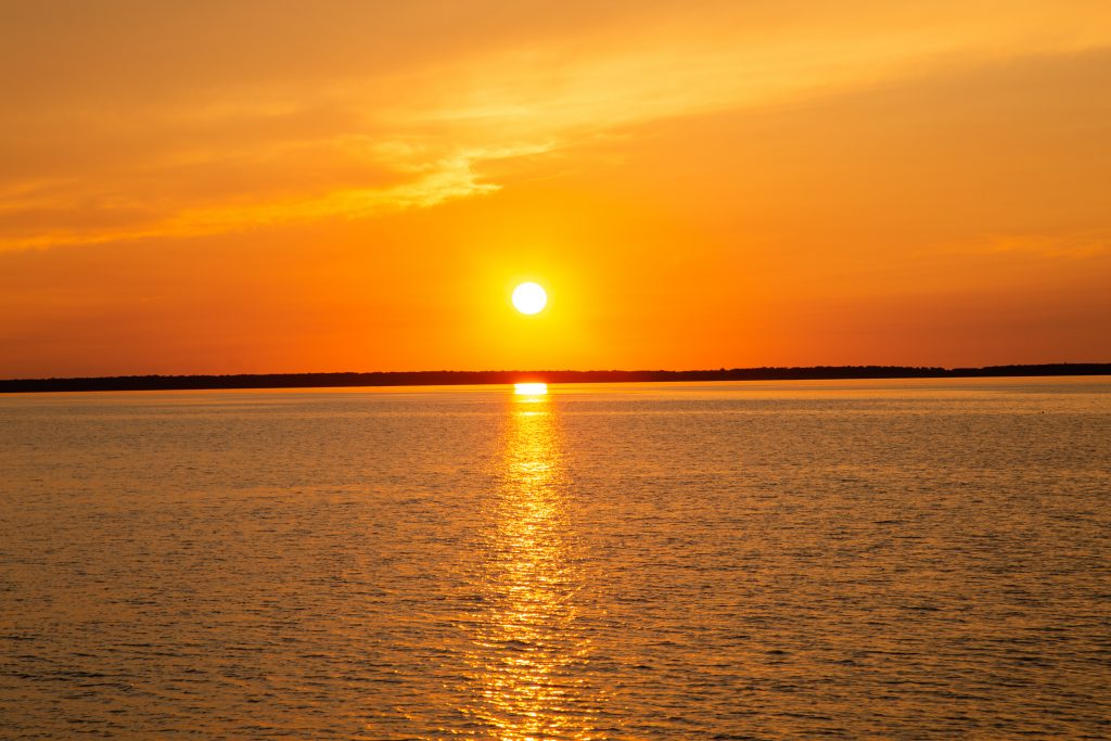 A beautiful sunset in Door County, seen from the Sister Bay Scenic Boat Tour.