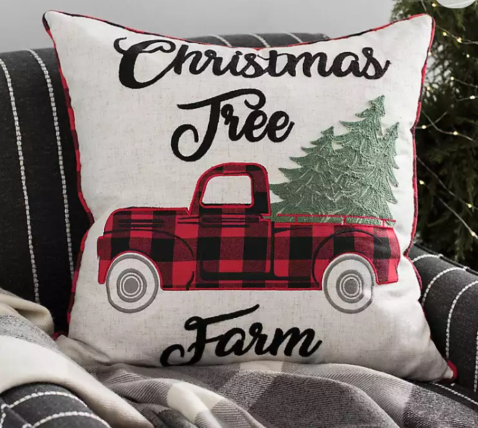 Christmas Tree Farm Buffalo Check Pillow