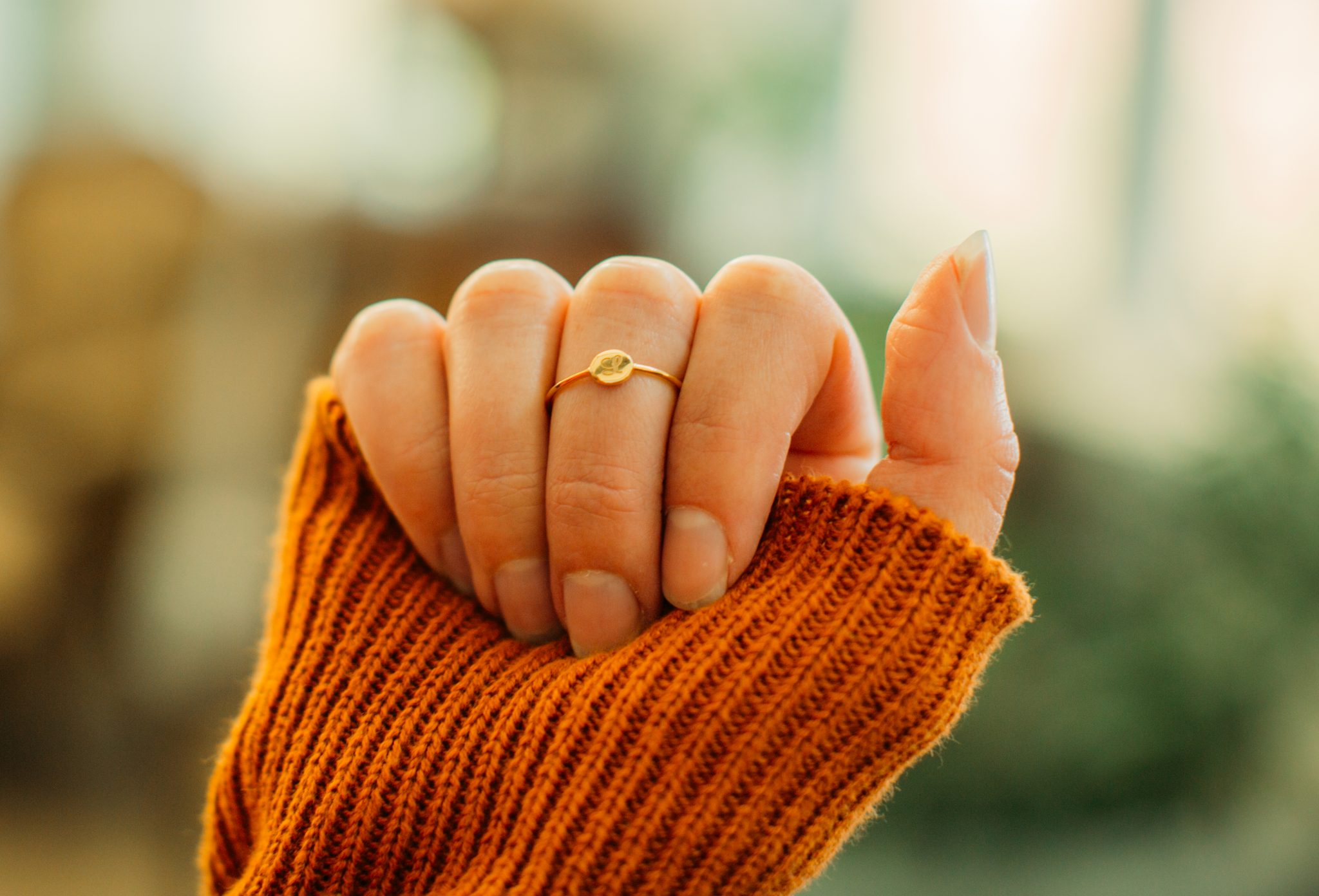 Rellery engraved gold disk ring