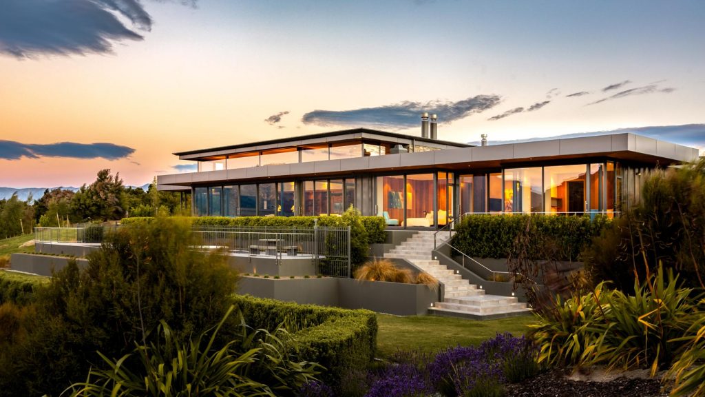 The Dacha ultra luxe contemporary villa with all glass walls in New Zealand