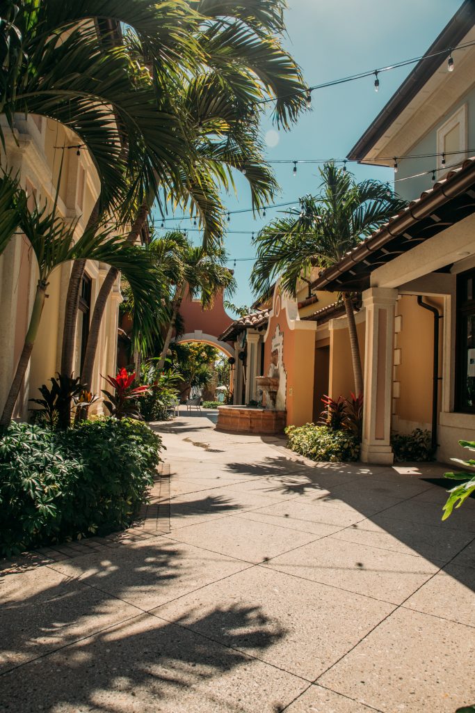 The shopping area in the Italian Village