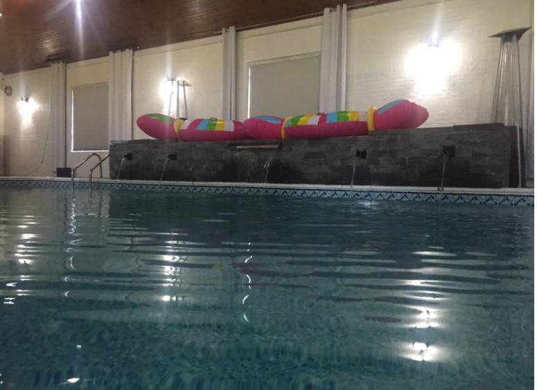 Private indoor pool with custom lighting