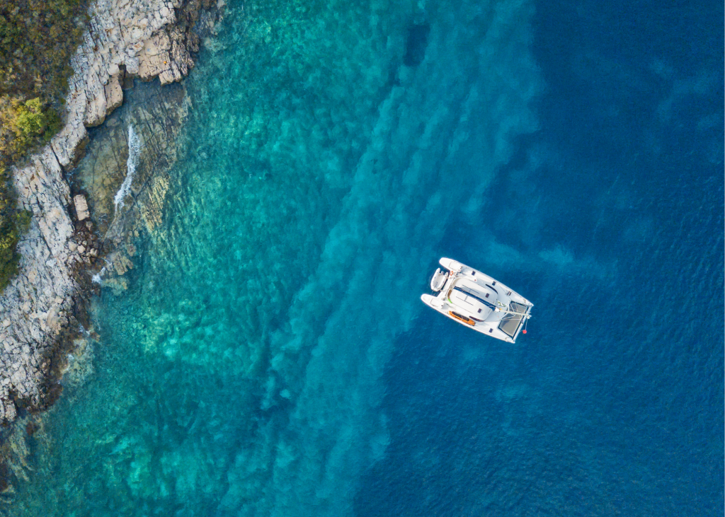 Aerial view of a luxury Catamaran.