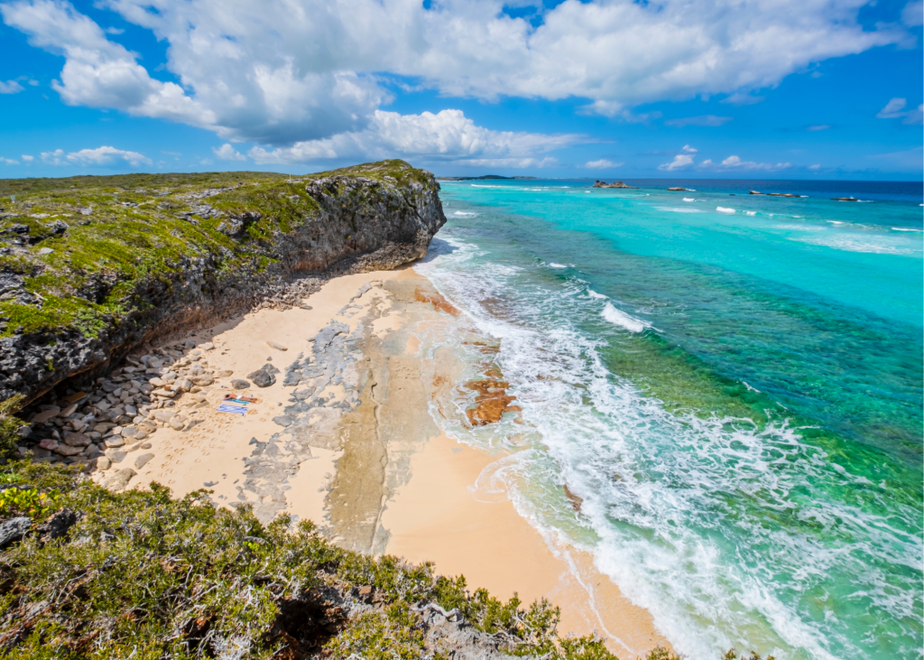 An aerial view of the Mudjin Harbor Landscape (Middle Caicos).