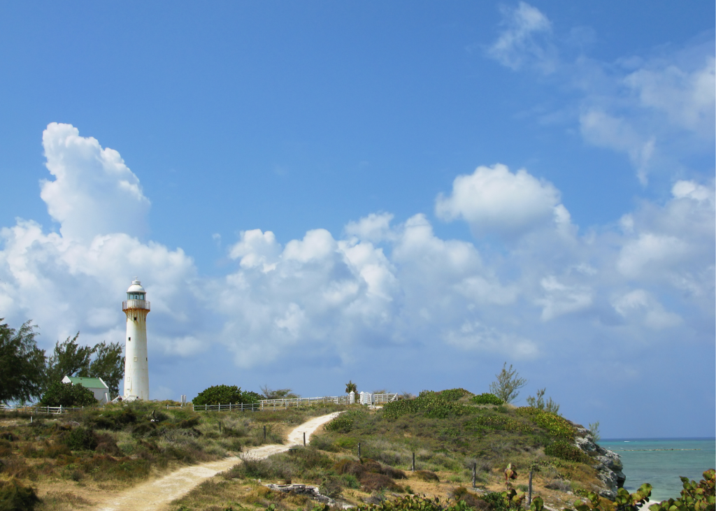 Grand Turk Lighthouse on top of a hill.