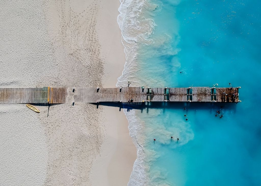 Aerial shot of Grace Bay Beach.