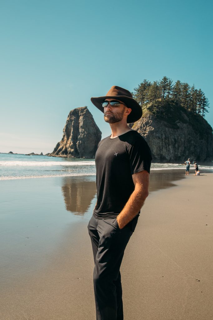 Zac wearing NxTSTOP's MEN'S BAMBOO LIFTOFF CREWNECK