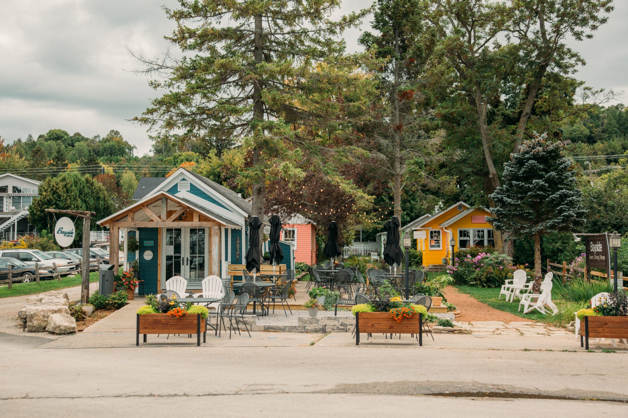 Cute shops along the water in Fish Creek.