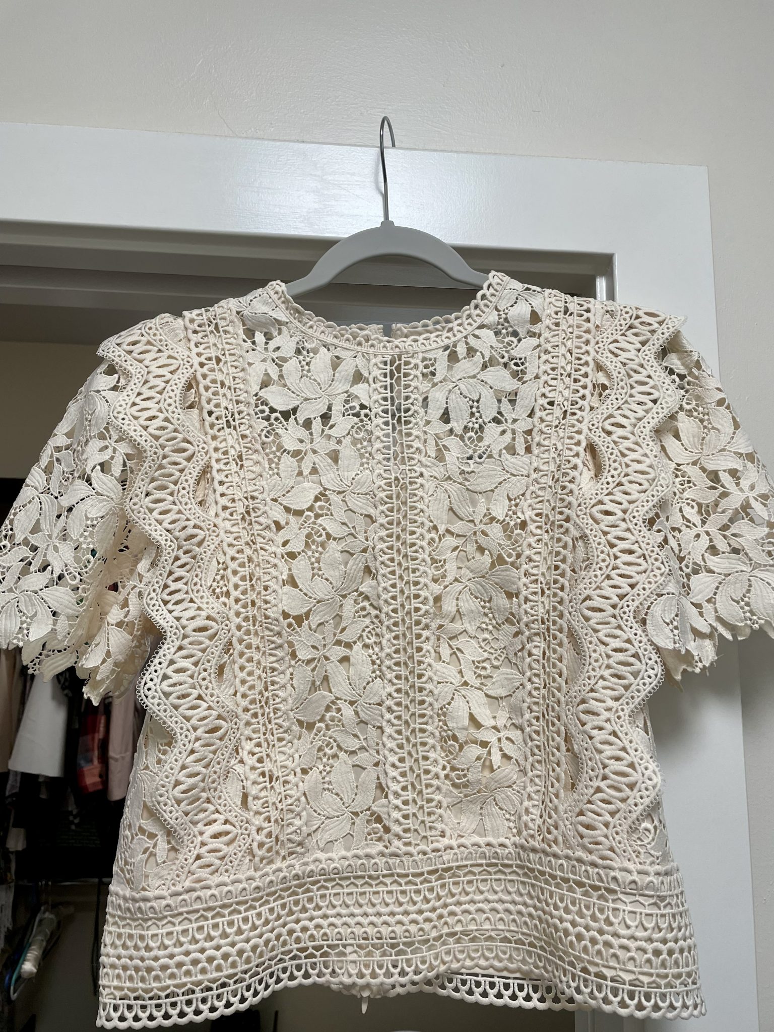 Lush leaves crochet top in cream from Chicwish.