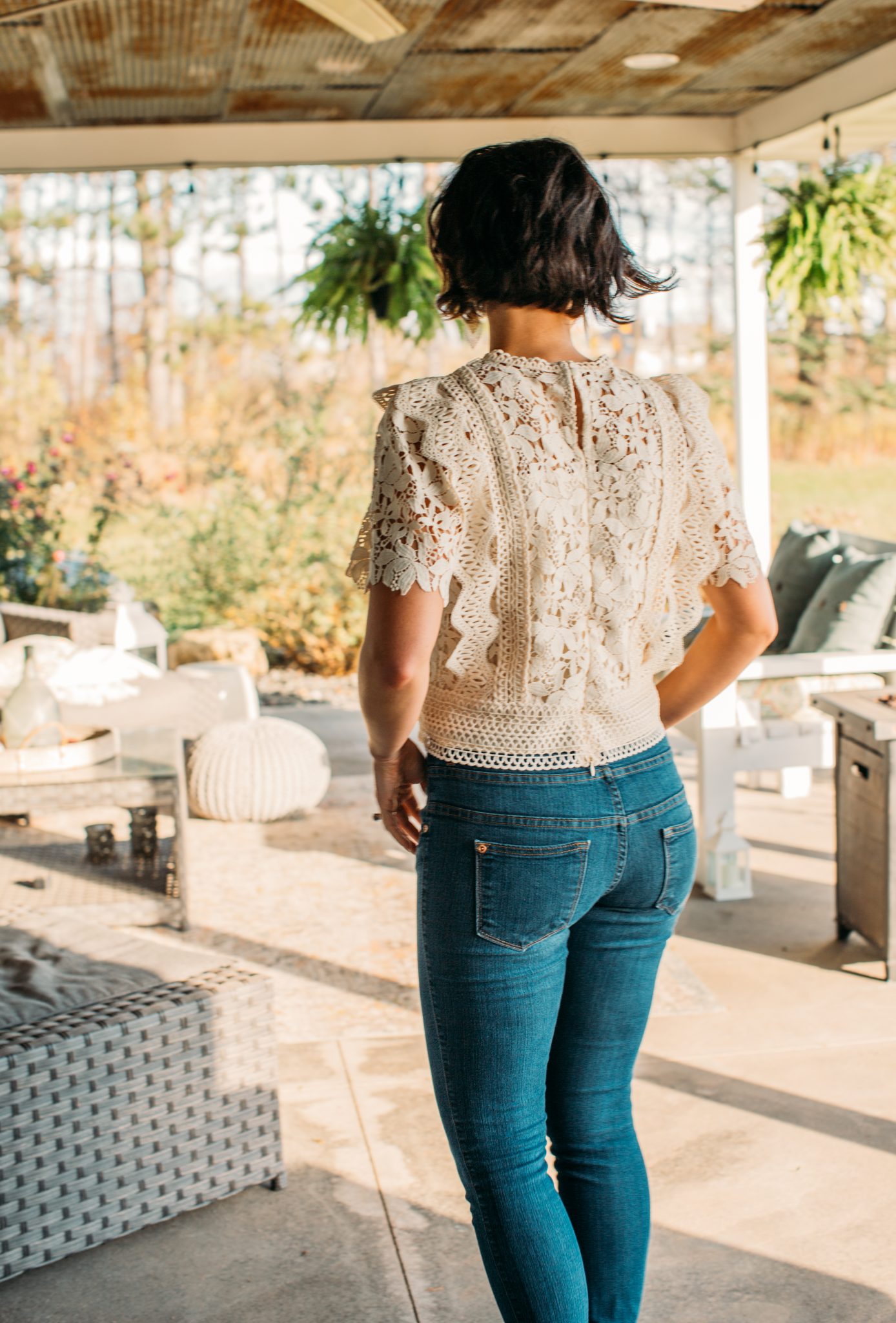 Lush leaves crochet top in cream from Chicwish.