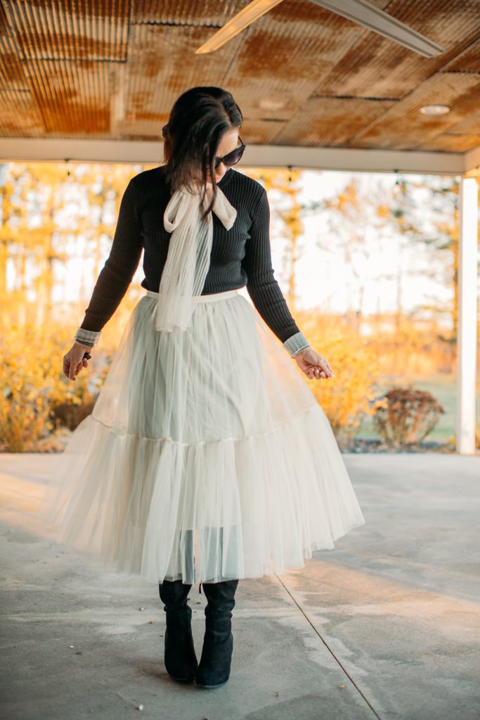 Can't let go mesh tulle skirt in cream from Chicwish.