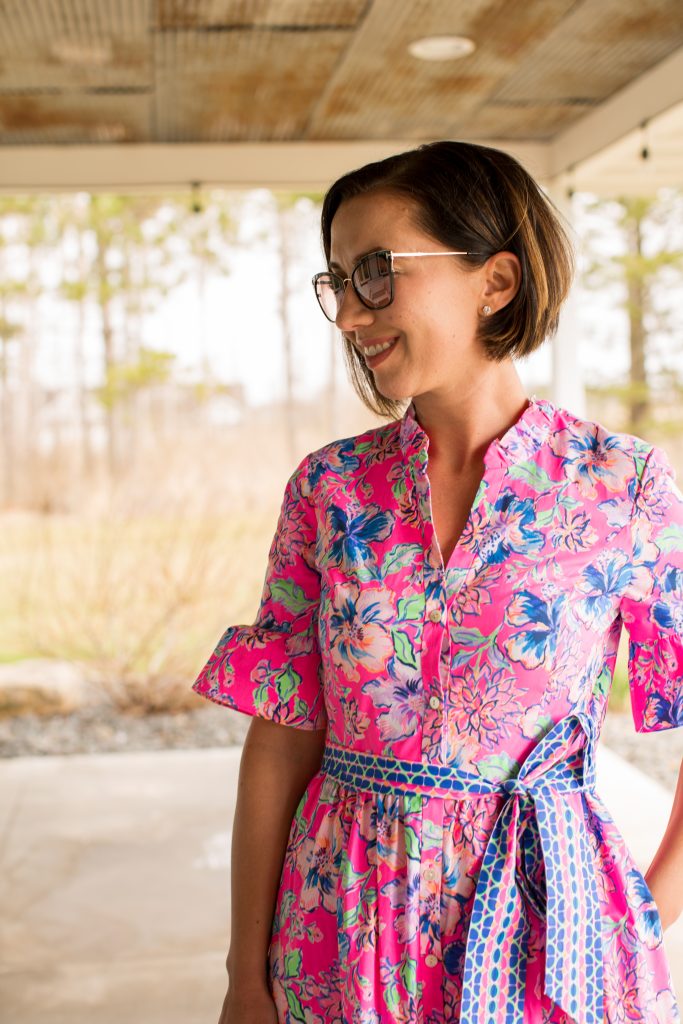 Wearing my Marilisa Stretch Midi Shirtdress by Lilly Pulitzer.