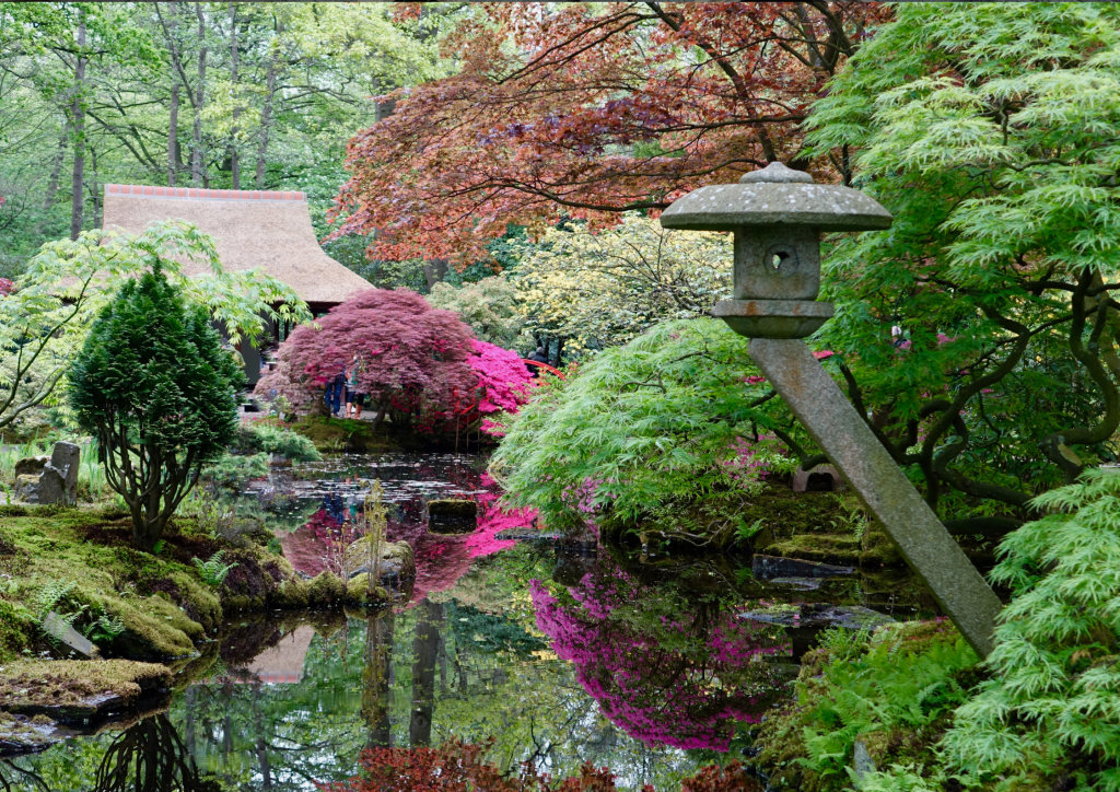 Wide angle view of Morikami Museum and Japanese gardens.