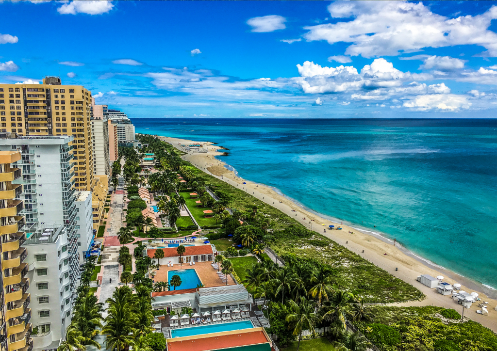 Wide angle view of Miami Beach, Florida.