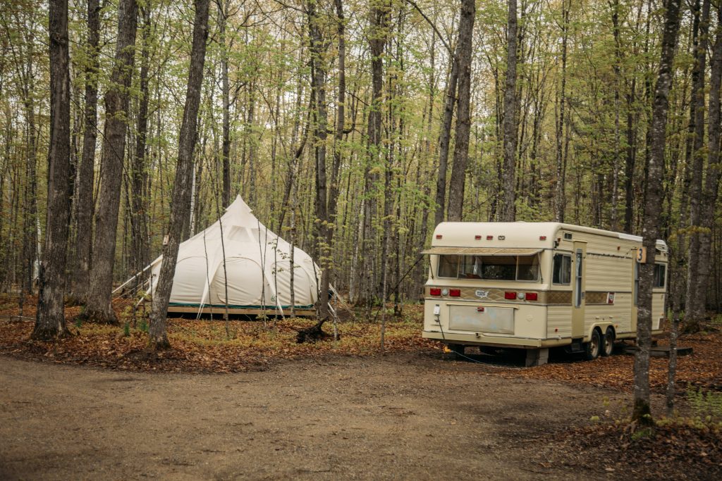 Glamping in Phelps Wisconsin at Coadys Point of View resort