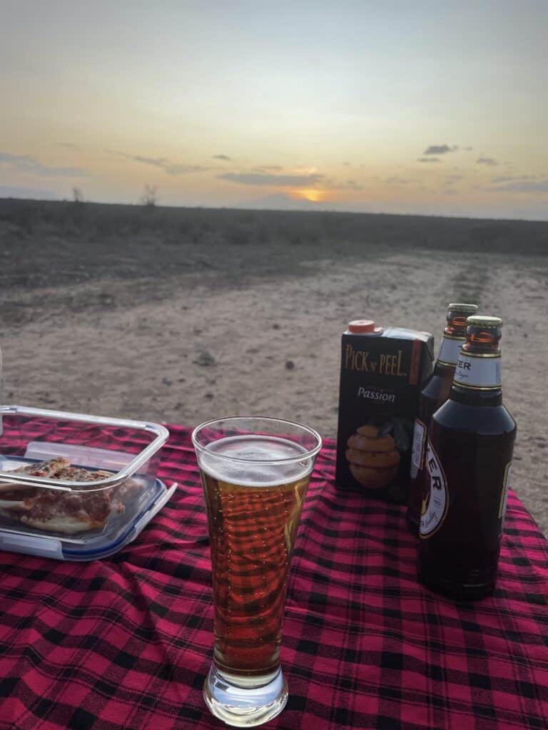 Our sundowner picnic before dinner.