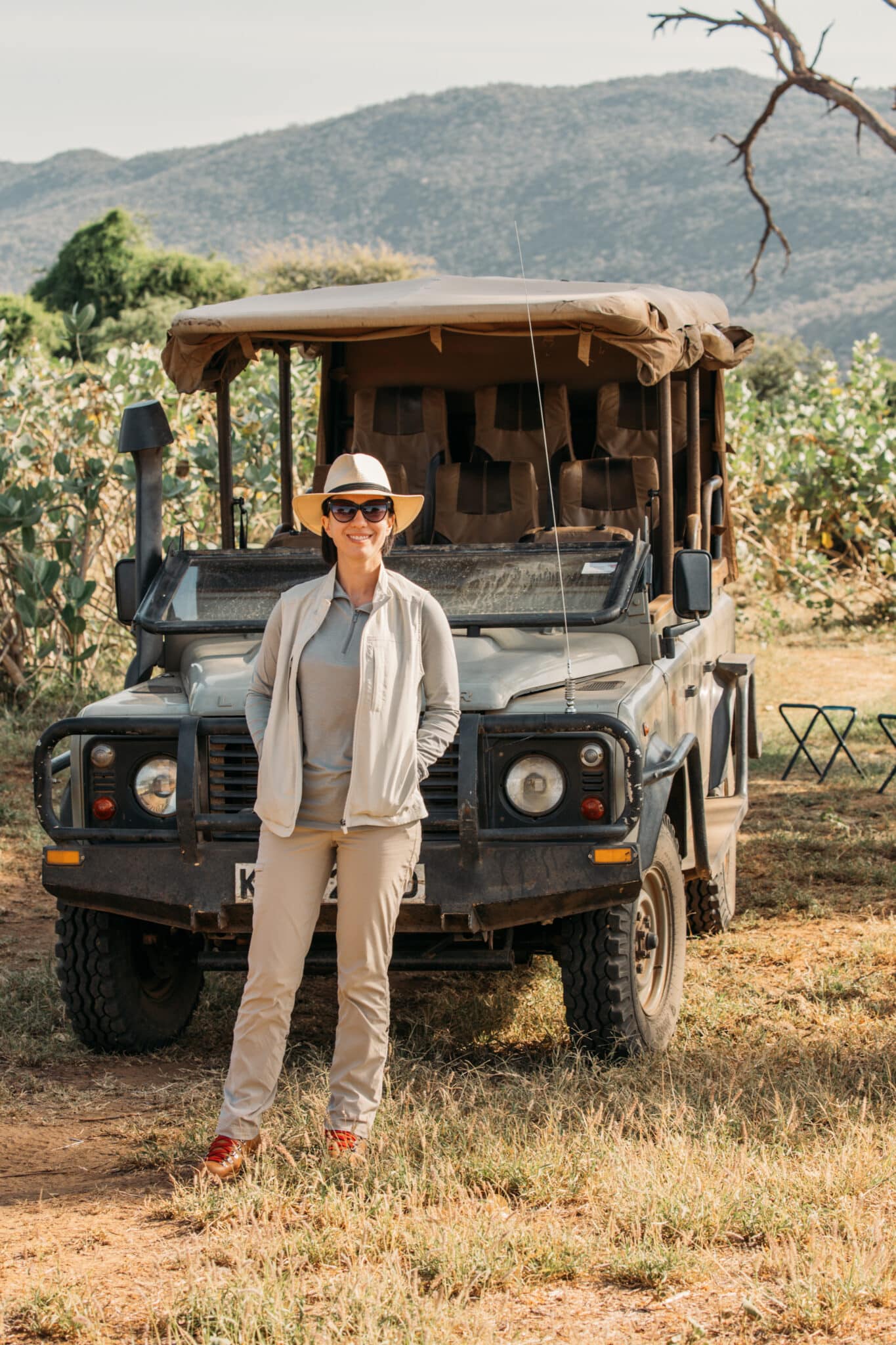 A practical safari outfit for women worn by Have Clothes, Will Travel in Samburu Kenya