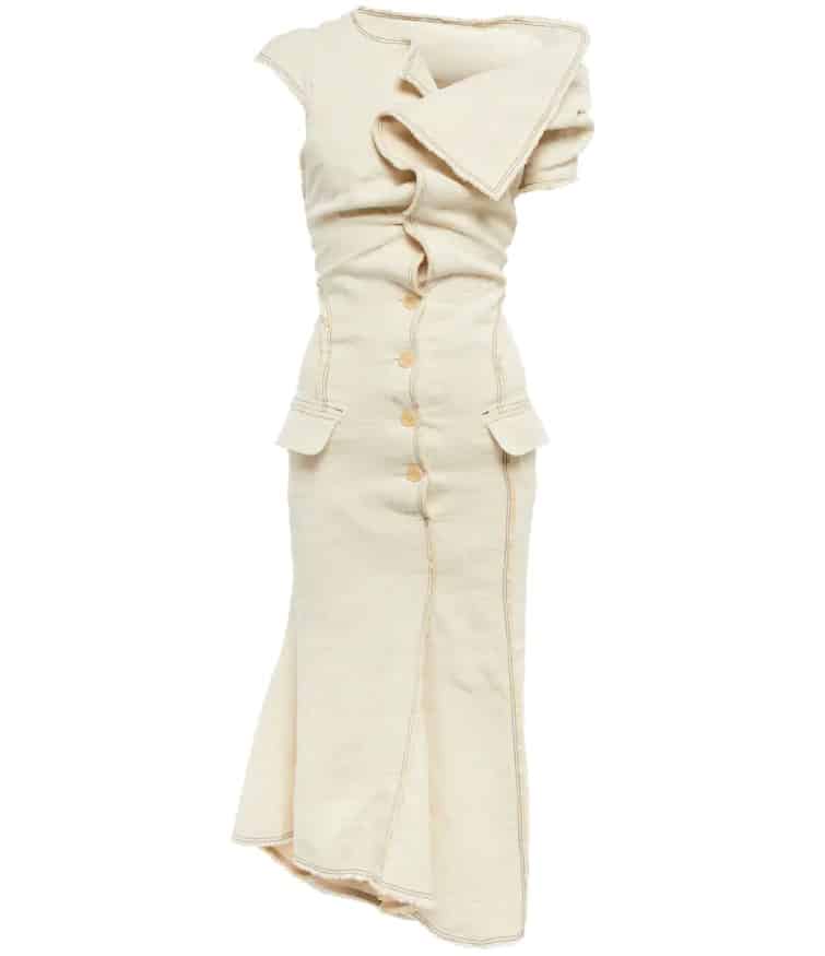 Jacquemus La Robe Midi Dress on a white background.