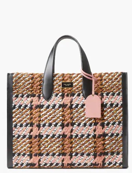 Kate Spade Plaid Tote on a white background.