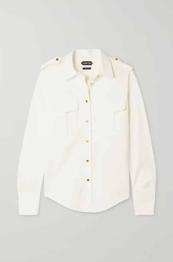 Tom Ford Satin Blend Shirt on a white background.