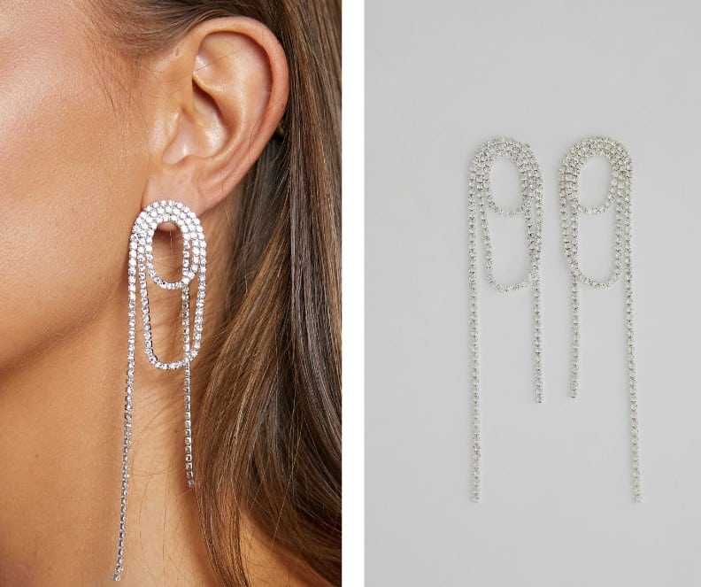 WINNIFRED DIAMANTE LOOP DROP EARRINGS IN SILVER